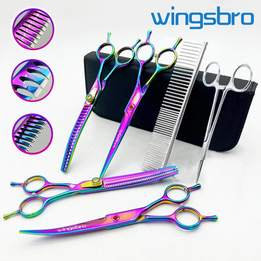 7.5 Inch Dog Grooming Scissors Kit,Straight Cut Thinning